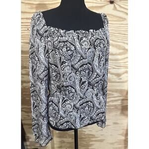 The Limited Silk Brown Paisley Top Blouse Vintage Floral Cottagecore Sz M Retro